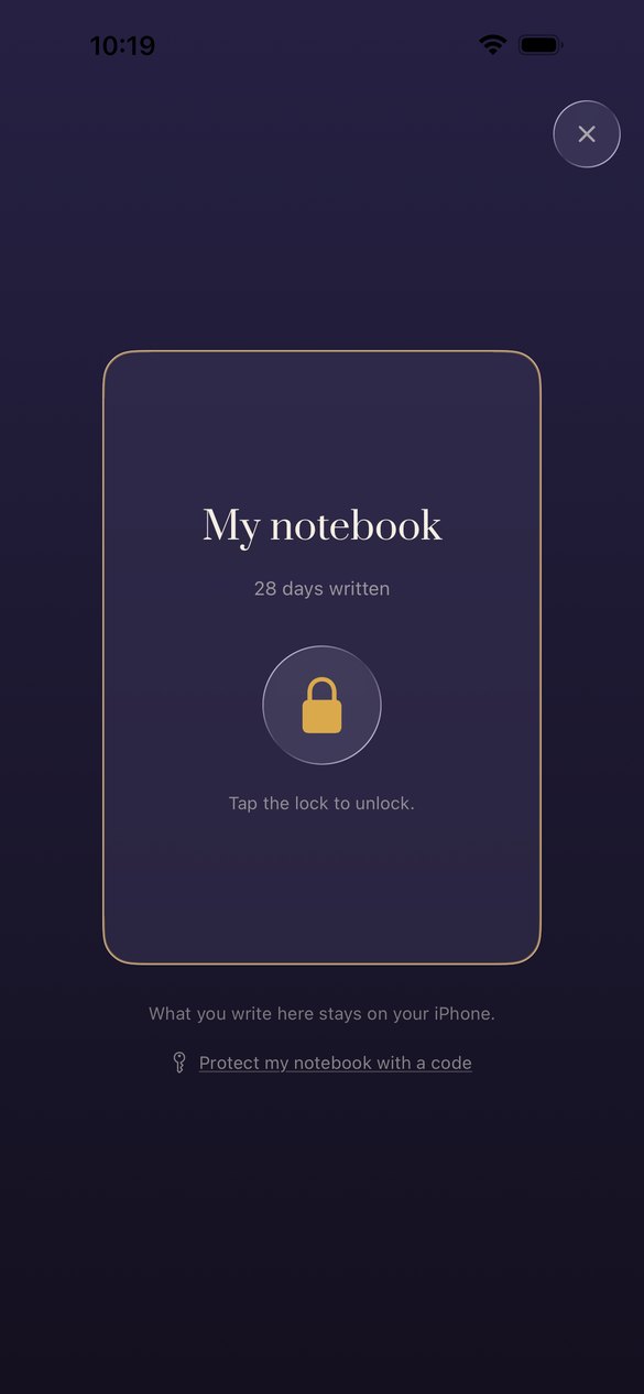 The notebook, locked with a code.